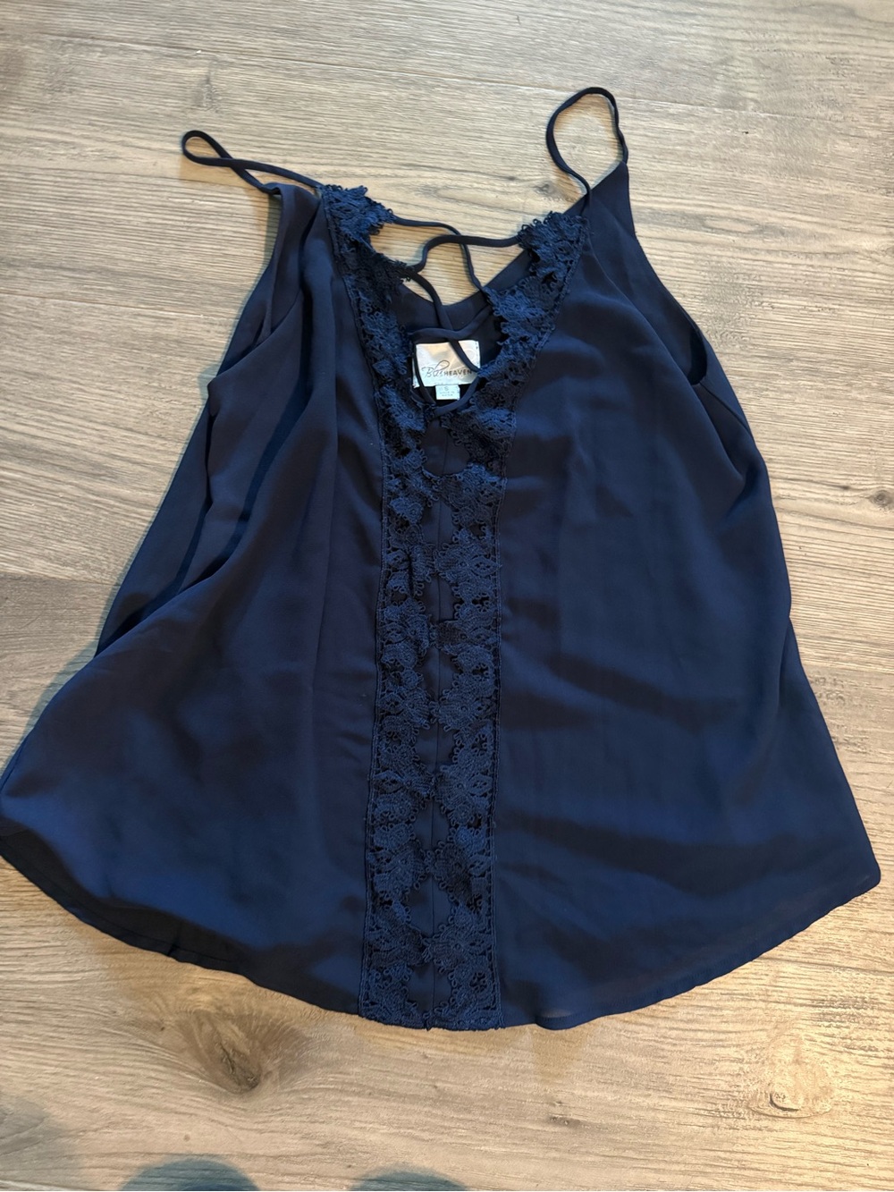 Lace-Trim Navy Camisole Tank Top - Women